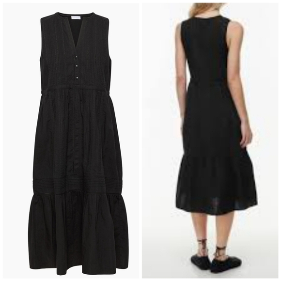 Aritzia Little Moon Black Sleeveless Tiered Midi Sundress Size XL - Picture 1 of 12